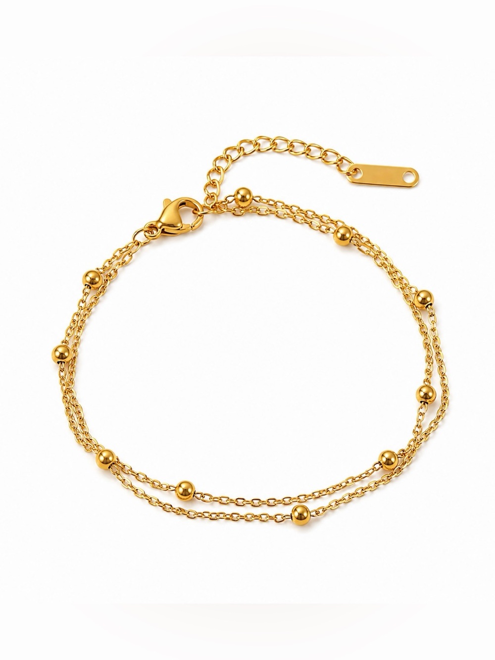18K Gold Plated Double Layer Beaded Bracelet